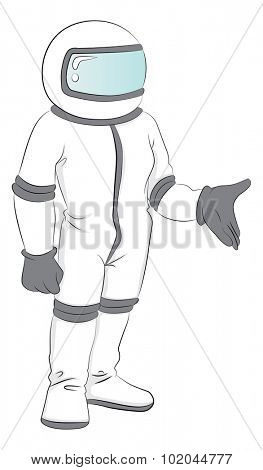Vector illustration of astronaut in spacesuit.