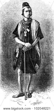 Top Senegal, Fulani, vintage engraved illustration. Le Tour du Monde, Travel Journal, (1872). 