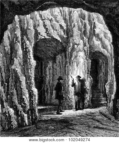 Cave Marienglashoehle, vintage engraved illustration. Le Tour du Monde, Travel Journal, (1872).