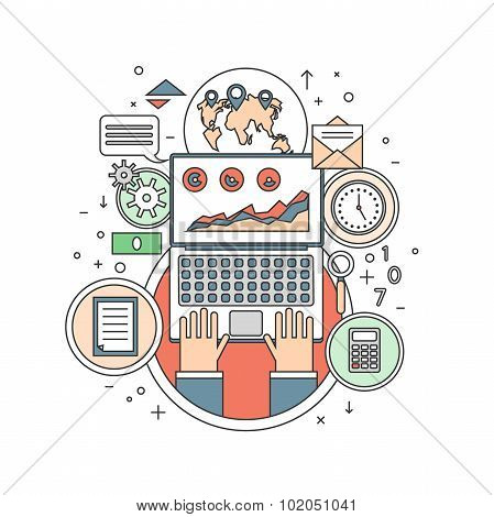 Thin line Internet business concept.