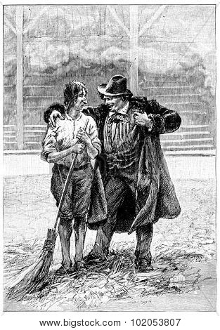 This is what will never happen to you. with a nose like yours!, vintage engraved illustration. Jules Verne Cesar Cascabel, 1890.