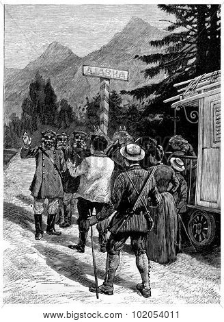 So you will not go, vintage engraved illustration. Jules Verne Cesar Cascabel, 1890.