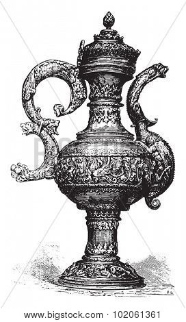 Ewer, vintage engraved illustration. Industrial encyclopedia E.-O. Lami - 1875. 