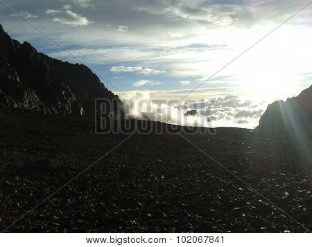 Sun shining above the clouds