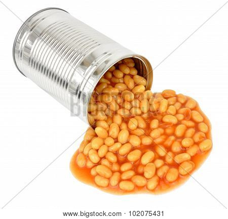Baked Beans Pouring Out Of Can