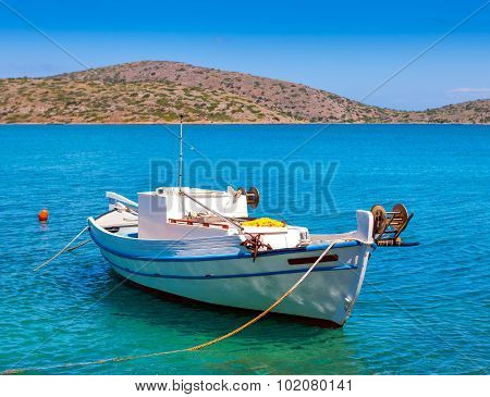 Fishing Boat Off The Coast Of Crete, Greece