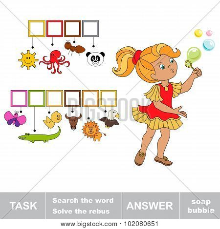 SOAP BUBBLE. Find hidden word.