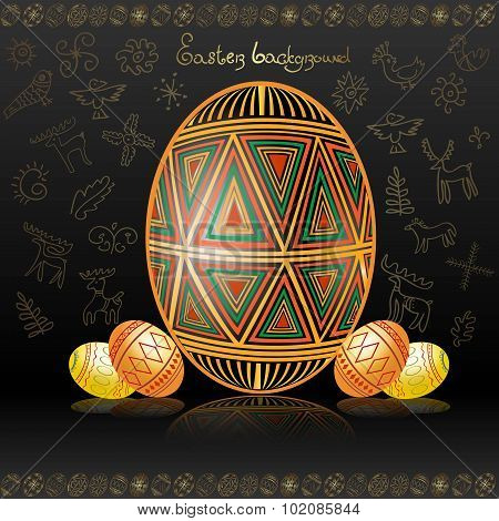 Easter black background with easter easter eggs