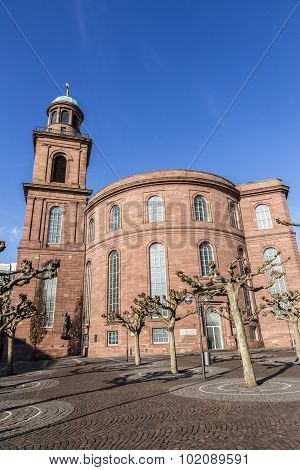 Paulskirche, Famous Church In Frankfurtt, Germany Under Blue Sky