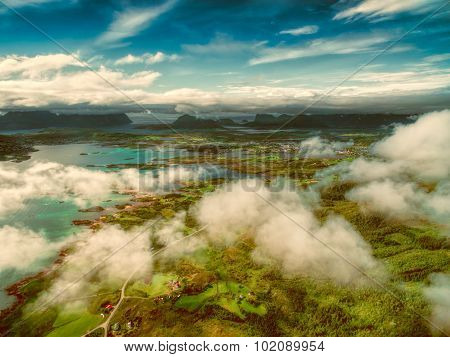 Scenic View Of Lofoten Islands From Air