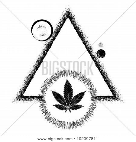 Black Marijuana Leaf And The Sun