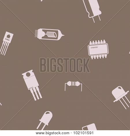 Seamless background with electronic components icons