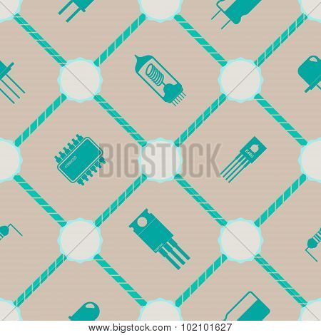 Seamless background with electronic components icons