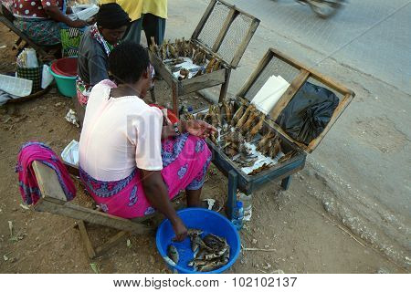 An African Fish Vendor