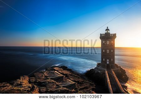 Kermorvan Lighthouse before sunset, Brittany, France