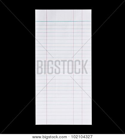 Lined Paper Isolated On Black Background