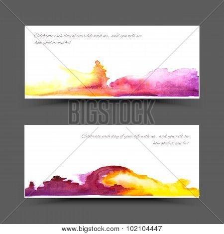 Banner watercolor violet yellow