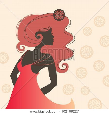 Single beautiful woman sideview silhouette