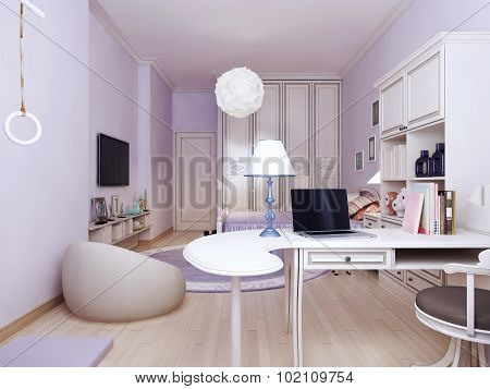 Idea Of Provence Bedroom With Working Area