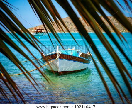 Fishing Boat Off The Coast Of Crete, Greece