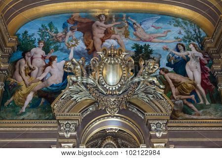 Paris, France-September 20, 2015:The Interior Of Opera Palace Garnier in Paris, France