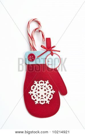 Candy Cane Mitten