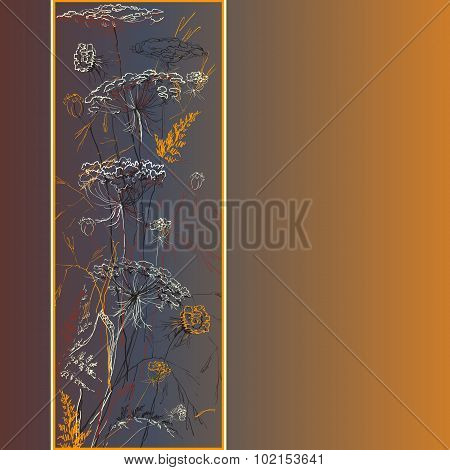 Vintage Greeting Card with Fields Herbs