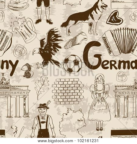 Sketch Germany Seamless Pattern.