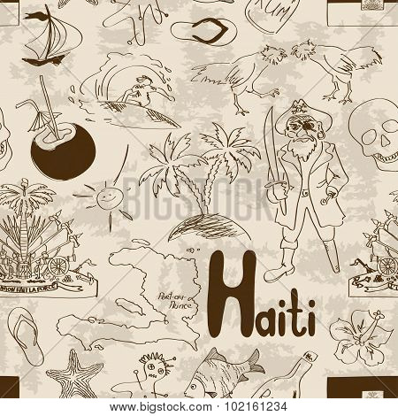 Sketch Haiti Seamless Pattern.