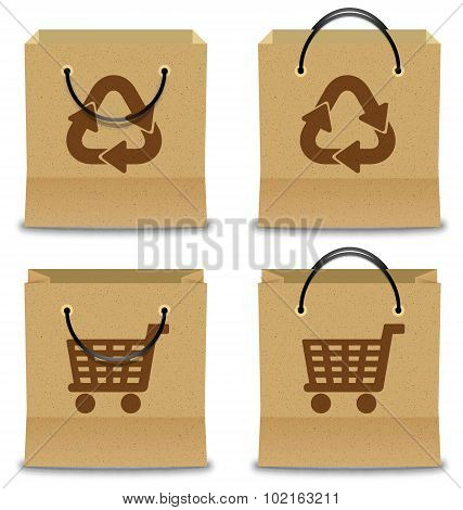 Brown Paper Shopping Bag Set