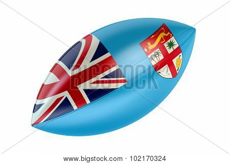 Rugby Ball With Flag Of Fiji