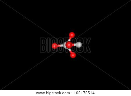 Perchloric acid is an inorganic compound with the formula HClO4. Usually found as an aqueous solution. 3d illustration