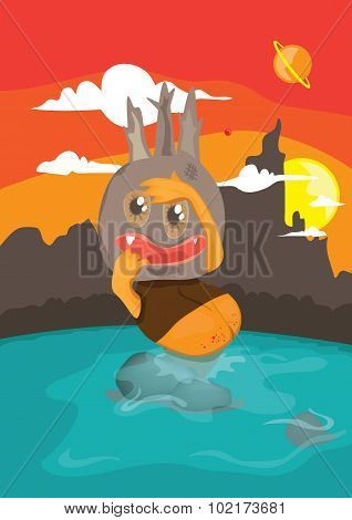 Freak Creature Taking a Bath