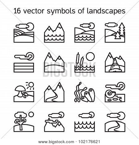 Landscape Icons Collection. Nature Symdols