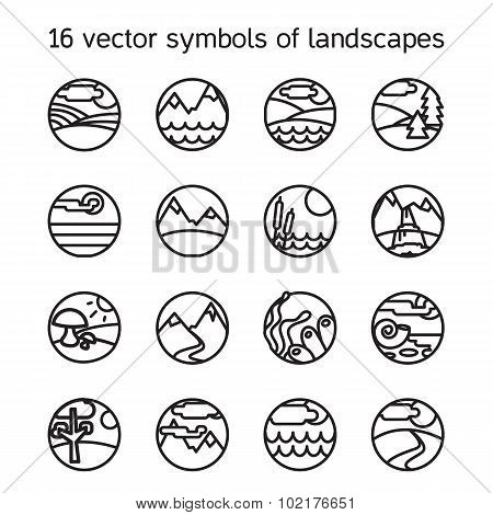 Landscape Icons Collection. Nature Symdols