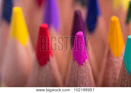 Color pencils background. close up of pencil color