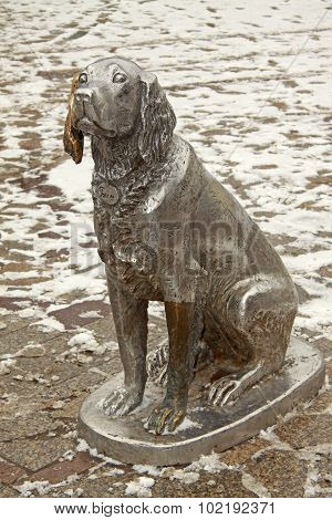 Voronezh, Russia - March 29, 2011: Monument To The Dog Named White Bim Black Ear In Voronezh, Russia