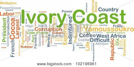 Background concept wordcloud illustration of Ivory Coast