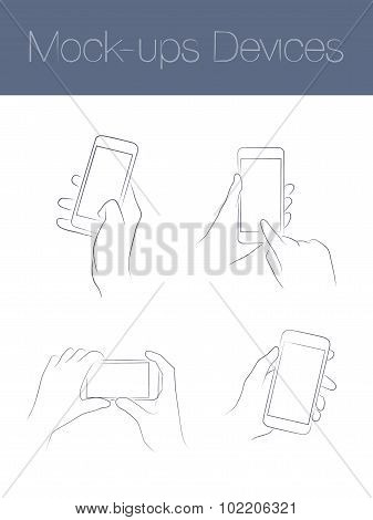 Set of simple mock-ups mobile devices