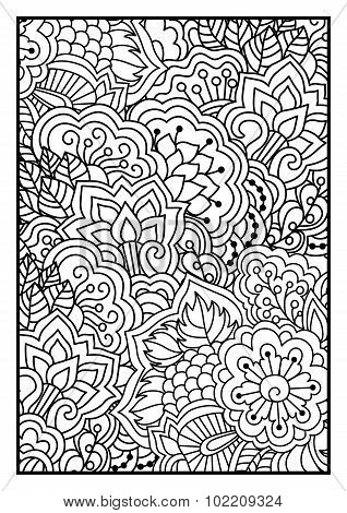 Floral pattern for coloring book.