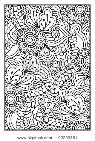 Floral pattern for coloring book.