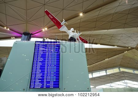 SAINT PETERSBURG, RUSSIA - AUGUST 04, 2015: Pulkovo Airport interior. Pulkovo Airport is an international airport serving Saint Petersburg, Russia
