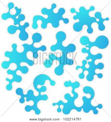 Set bluel figures stylized puzzle