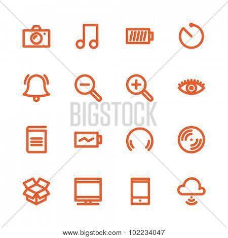 Fat Line Icon set for web and mobile. Modern minimalistic flat design elements of Media Service, Entertaiment and Gadgets