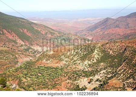 The    Dades Valley In Atlas  Africa Ground  And Red