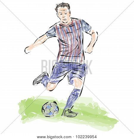 Soccer Ball Striker Painted In The Style Of Skech.vector