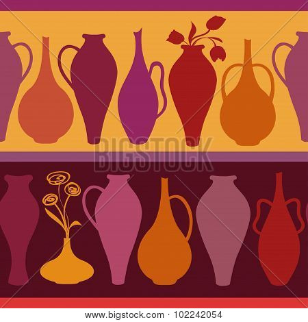Seamless Pattern Of Vases.