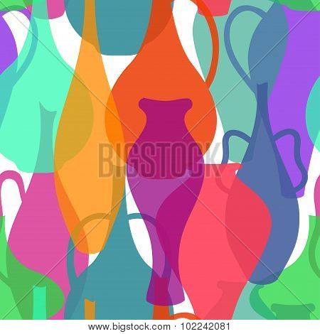 Seamless Pattern Of Colorful Vases