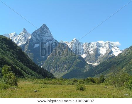 montañas, bush, Prado