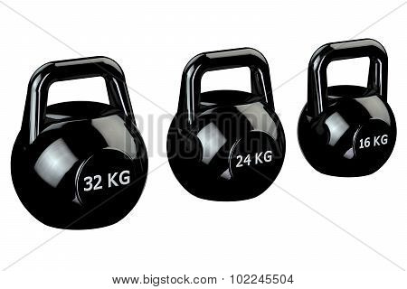 Black Kettlebells  Isolated On White Background.